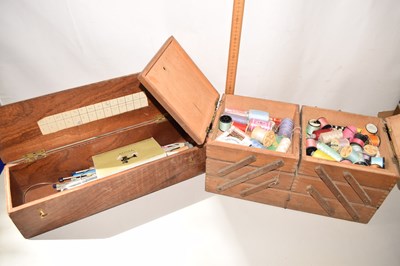 Lot 636 - A fold out sewing box and contents and a...