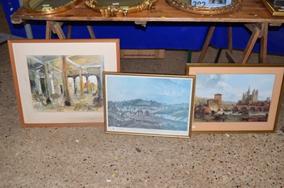 Lot 161 - Mixed Lot: Watercolour study of interior...