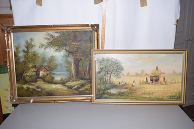 Lot 166 - B. Carr study of a harvest scene, oil on boad...