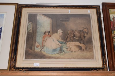 Lot 173 - After George Moorland, coloured print Feeding...