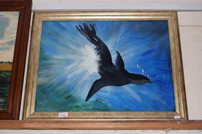 Lot 175 - Oil on board study of a sealion