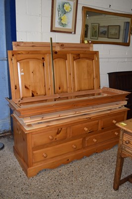 Lot 179 - Modern disassembled pine triple door wardrobe
