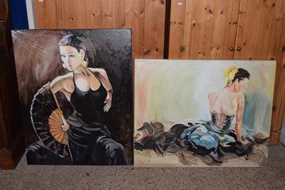 Lot 195 - Dyble two studies of female dancers, oil on...