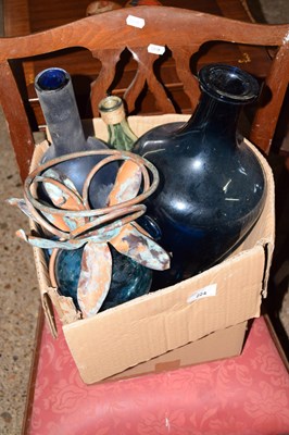 Lot 224 - Box of various glass vases, glass and metal...