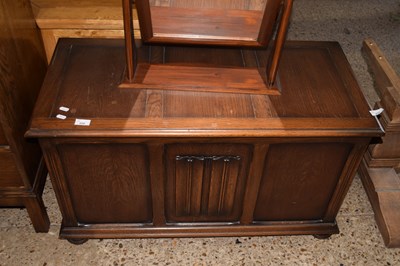 Lot 229 - 20th Century oak blanket box with linen fold...