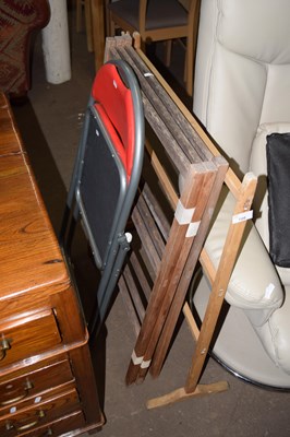 Lot 720 - Two wooden clothing racks and a folding chair