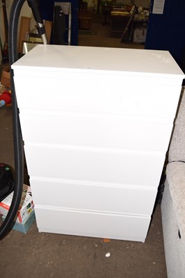 Lot 754 - A five drawer white chest of drawers
