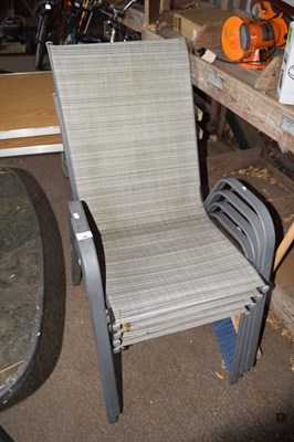 Lot 348 - A garden table together with four chairs