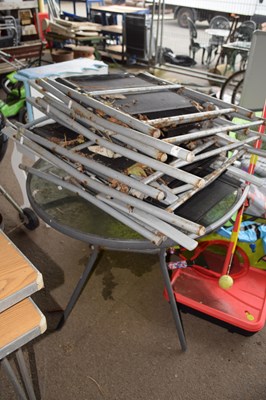 Lot 355 - A garden table and four folding chairs