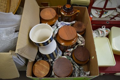 Lot 818 - BOX OF HORNSEA KITCHEN STORAGE JARS PLUS...