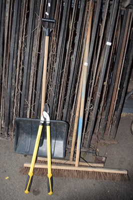 Lot 369 - Mixed lot including two brushes, loppers, shovel