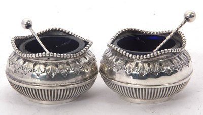 Lot 169 - A pair of Victorian silver cauldron salts and...