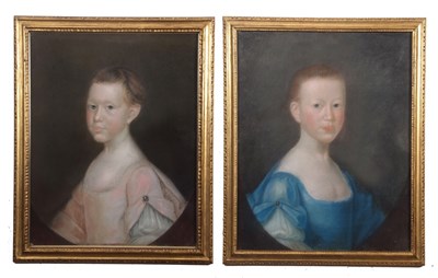 Lot 411 - British School, 18th century, pair of half...