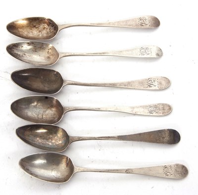 Lot 79 - A set of six George III silver Old English...