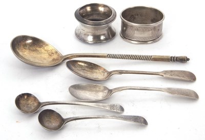 Lot 80 - Mixed Lot: A Russian silver gilt niello spoon...