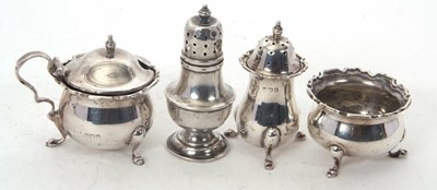 Lot 95 - Mixed Lot:  A three piece Edwardian condiment...