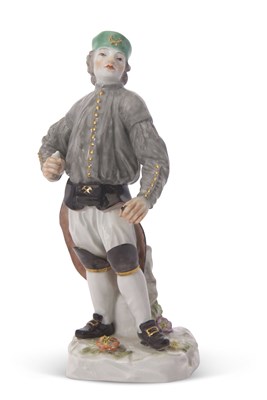 Lot 57 - A Meisen model of a miner after Kandler,...