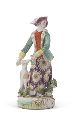 Lot 59 - A porcelain figurine in Derby style of a lady...