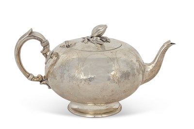Lot 225 - A Victorian small silver teapot of bullet...