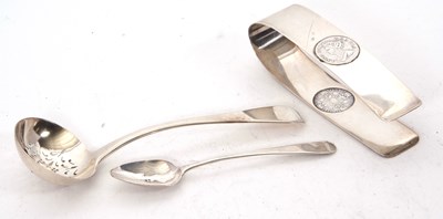 Lot 172 - Mixed Lot: A George III silver sifting spoon,...