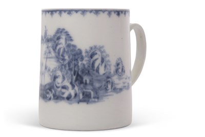 Lot 96 - A rare Plymouth porcelain tankard with blue...