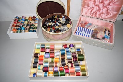 Lot 147 - Two boxes of vintage cotton reels and two...