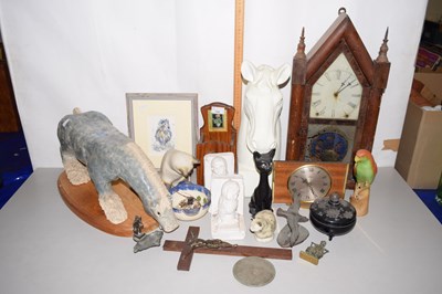 Lot 155 - A large pottery model of a horse together with...