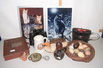 Lot 159 - Mixed Lot: Framed beadwork pictures of cats,...