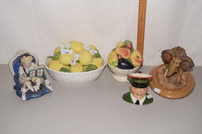 Lot 195 - Mixed Lot: Porcelain fruit, model elephant etc