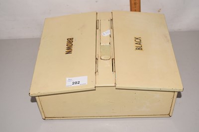 Lot 202 - A vintage metal container marked "Black/Brown"