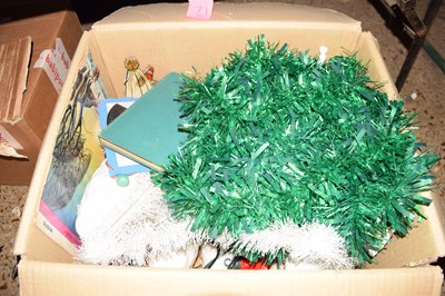 Lot 215 - Box of Christmas decorations to include Santa...