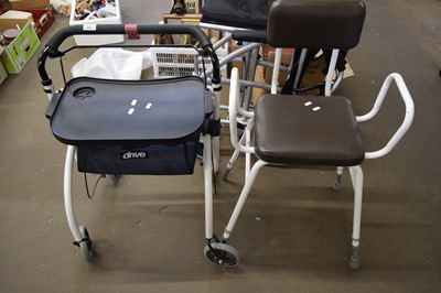 Lot 852 - DISABILITY METAL FRAMED WALKER WITH TRAY...