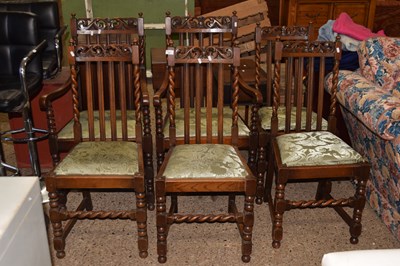 Lot 307 - Set of six early 20th Century oak barley twist...
