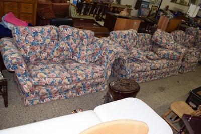 Lot 308 - A large  three seater floral sofa together...
