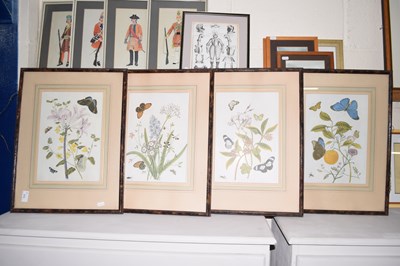 Lot 372 - A set of four various prints of flowers and...