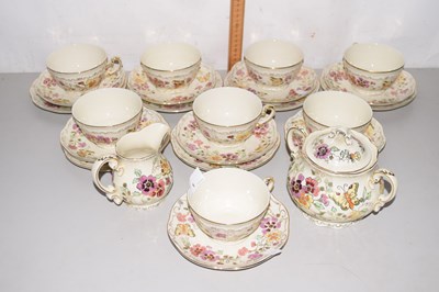 Lot 1 - A Zsolnay floral decorated tea set
