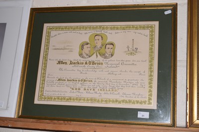 Lot 31 - Allen Larking O'Brien, Memorial Committee...