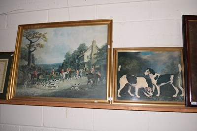 Lot 32 - A coloured print of fox hunting scene and a...