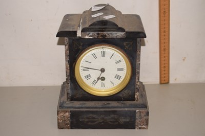 Lot 37 - Victorian black slate and marble cased mantel...