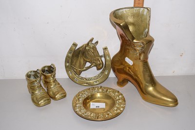 Lot 49 - Mixed Lot:  Brass wares to include a large...