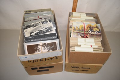 Lot 63 - Two boxes of mixed vintage postcards, various...