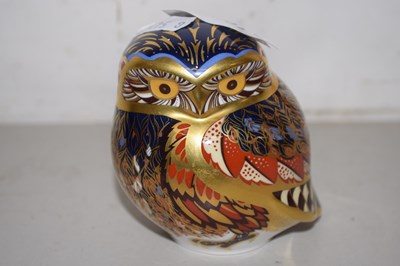 Lot 105 - A Crown Derby paperweight formed as an owl...