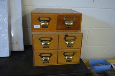 Lot 880 - TWO SMALL WOODEN CARD FILING CABINETS