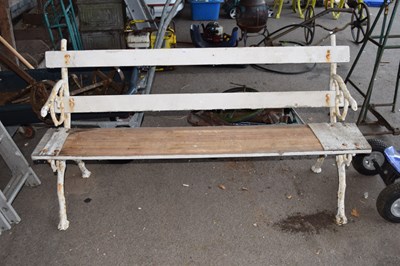 Lot 418 - A cast iron and wood garden bench with later...