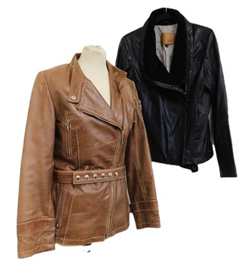 Lot 77 - Two leather jackets: to include a black...
