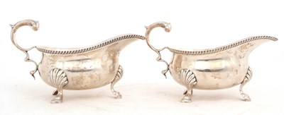 Lot 200 - A pair of George V silver sauce boats of...