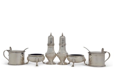 Lot 213 - A George V condiment set comprising a pair of...