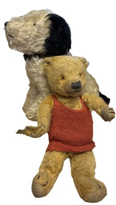 Lot 389 - A pair of well-loved vintge soft toys, to...