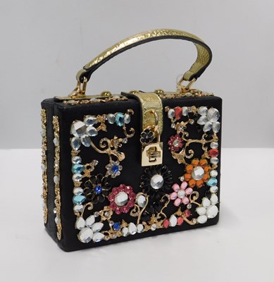 Lot 145 - A crystal embellished handbag, hinged opening...