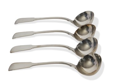 Lot 219 - A set of four George IV fiddle pattern sauce...